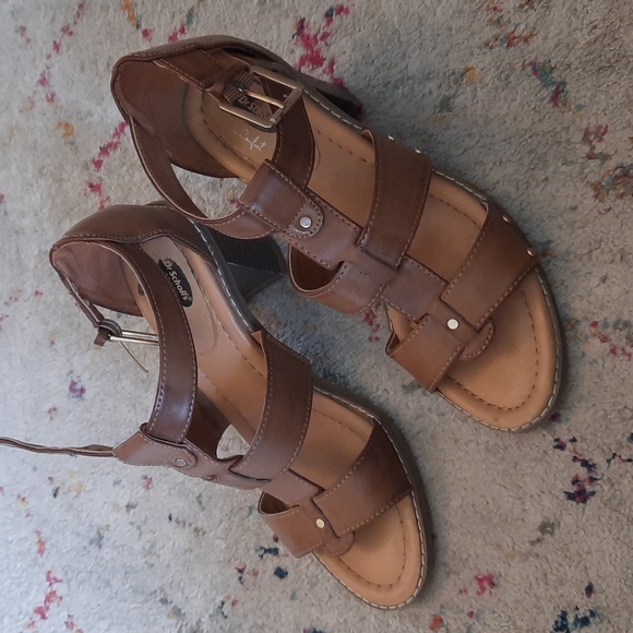 Dr Scholl's brown leather dress sandals 7.5 - Picture 2 of 4